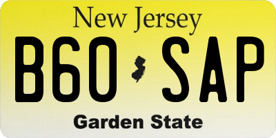 NJ license plate B60SAP