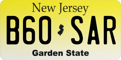 NJ license plate B60SAR