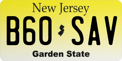 NJ license plate B60SAV