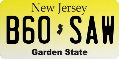 NJ license plate B60SAW