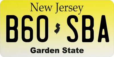 NJ license plate B60SBA