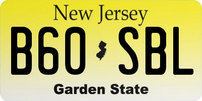 NJ license plate B60SBL