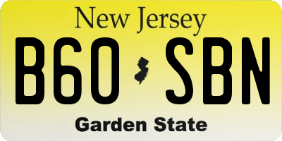 NJ license plate B60SBN