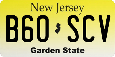 NJ license plate B60SCV
