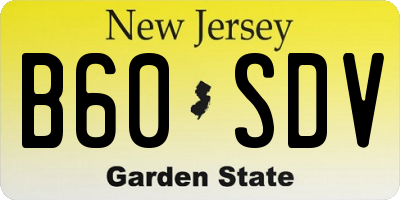 NJ license plate B60SDV
