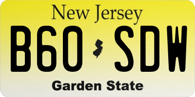NJ license plate B60SDW