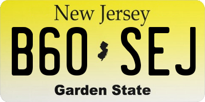 NJ license plate B60SEJ