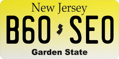 NJ license plate B60SEO
