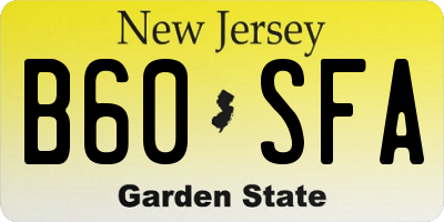 NJ license plate B60SFA