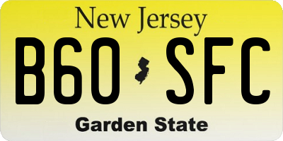 NJ license plate B60SFC