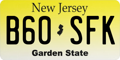 NJ license plate B60SFK