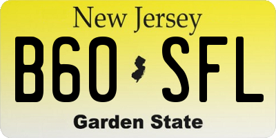 NJ license plate B60SFL