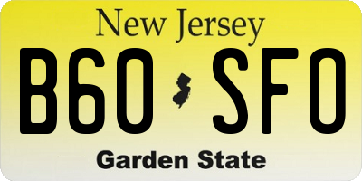 NJ license plate B60SFO