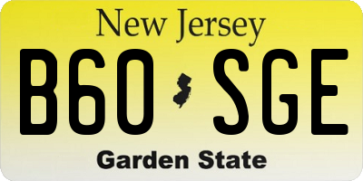 NJ license plate B60SGE