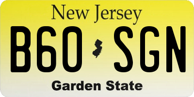 NJ license plate B60SGN