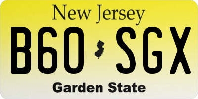 NJ license plate B60SGX