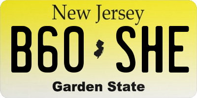 NJ license plate B60SHE
