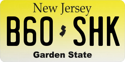 NJ license plate B60SHK