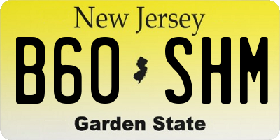 NJ license plate B60SHM