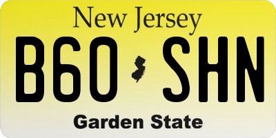 NJ license plate B60SHN