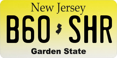 NJ license plate B60SHR