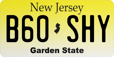 NJ license plate B60SHY