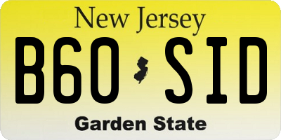 NJ license plate B60SID