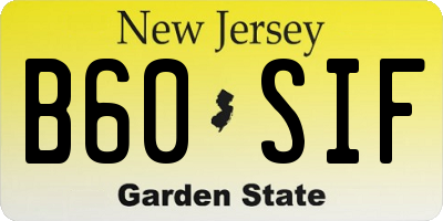 NJ license plate B60SIF