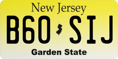 NJ license plate B60SIJ