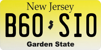 NJ license plate B60SIO