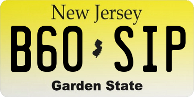 NJ license plate B60SIP