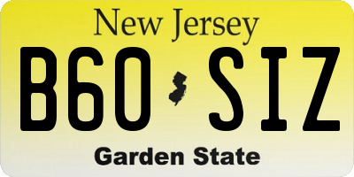 NJ license plate B60SIZ