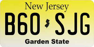 NJ license plate B60SJG