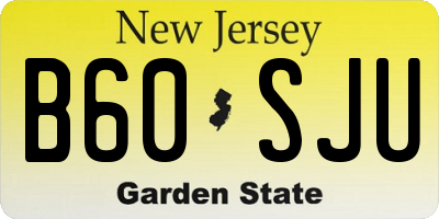 NJ license plate B60SJU