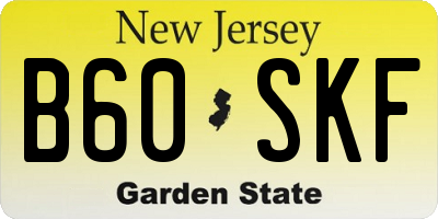 NJ license plate B60SKF