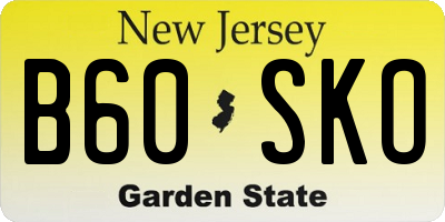 NJ license plate B60SKO