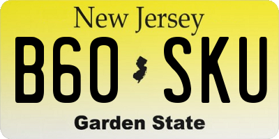 NJ license plate B60SKU