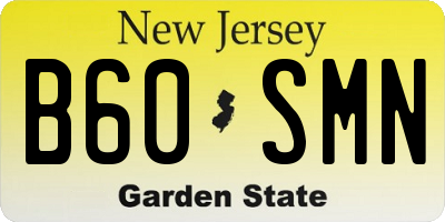 NJ license plate B60SMN