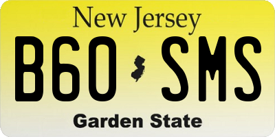 NJ license plate B60SMS