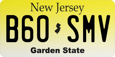 NJ license plate B60SMV