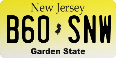 NJ license plate B60SNW