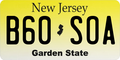 NJ license plate B60SOA