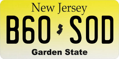 NJ license plate B60SOD