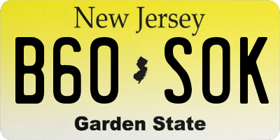 NJ license plate B60SOK