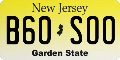 NJ license plate B60SOO