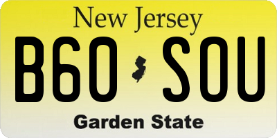NJ license plate B60SOU