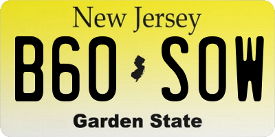 NJ license plate B60SOW