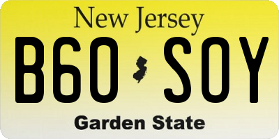 NJ license plate B60SOY