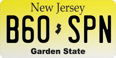 NJ license plate B60SPN