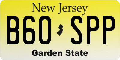 NJ license plate B60SPP